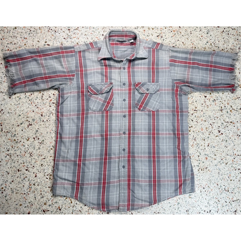Frostproof Vintage Short Sleeve Button Up Plaid Flannel Shirt Size XL